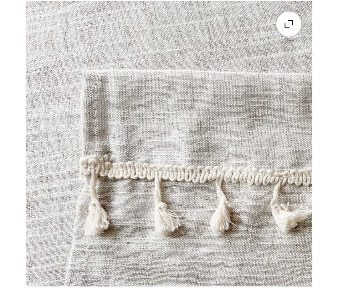 Boho Tasseled Café Curtains 26W x 36L Natural Cotton Linen, 2 Panels