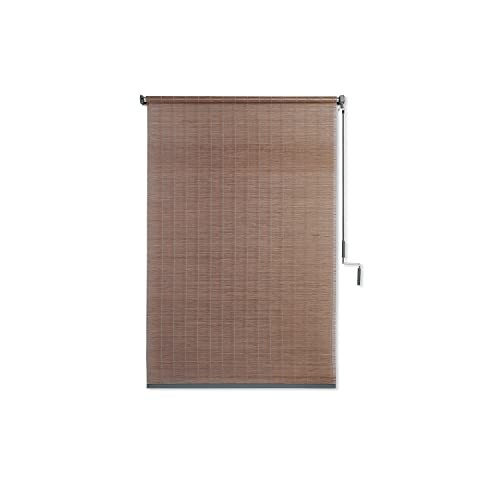 Wand Operated Outdoor Roller Shade – Cordless Sun 72″W x 48″H Driftwood