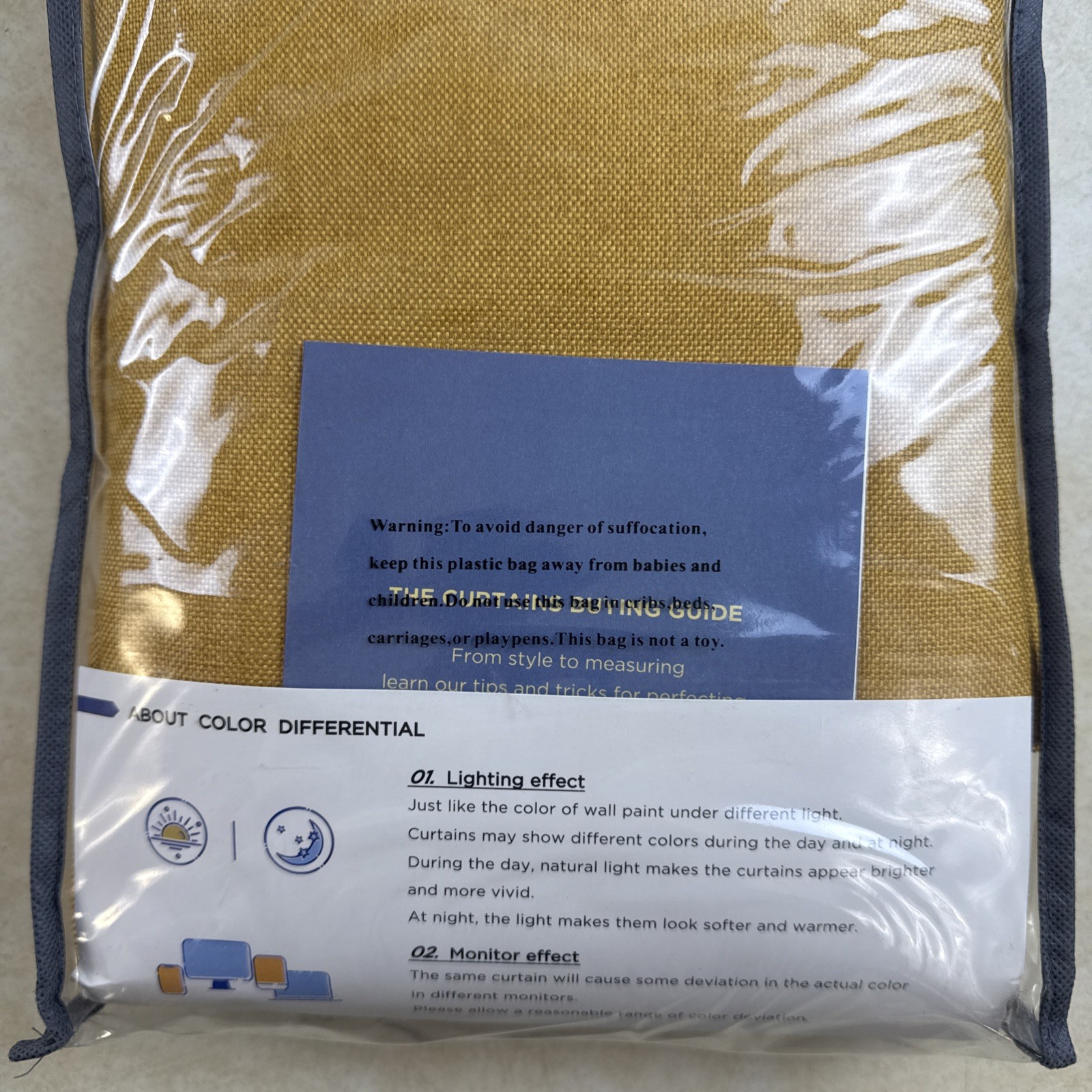 Beige 100% Blackout Linen Curtains 2‑Panel Set 100×84 Yellow Thermal Drapes- New