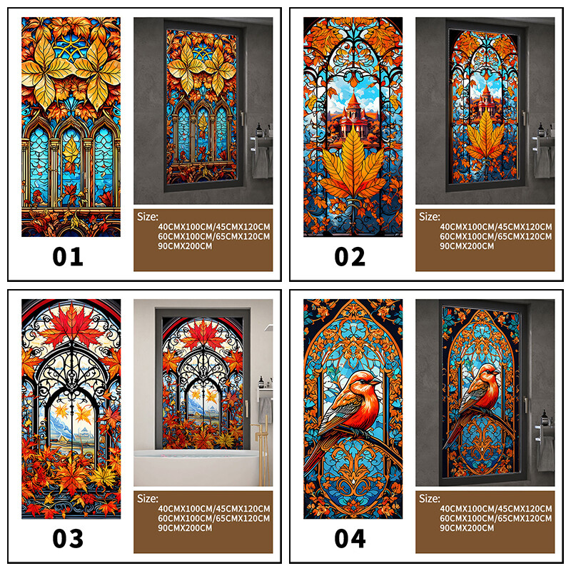 40x100cm/45x120cm Colorful Stained Glass Film Modern Art European Decor Privacy
