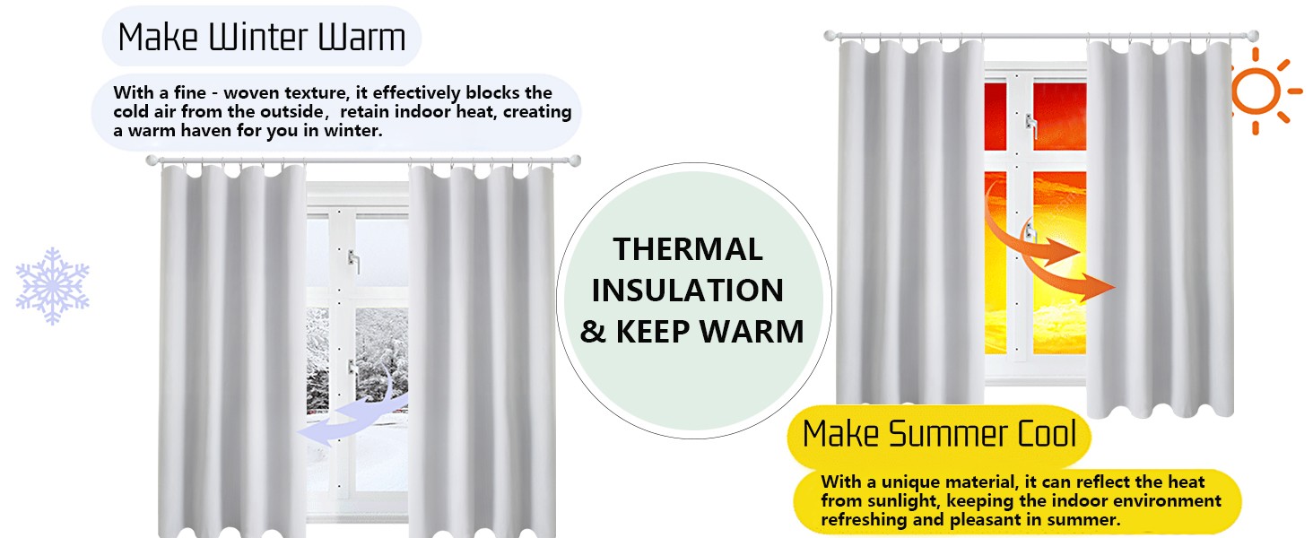 Greyish White 100% Blackout Curtain Liners 2 Panels Set, Total Black Out Liner