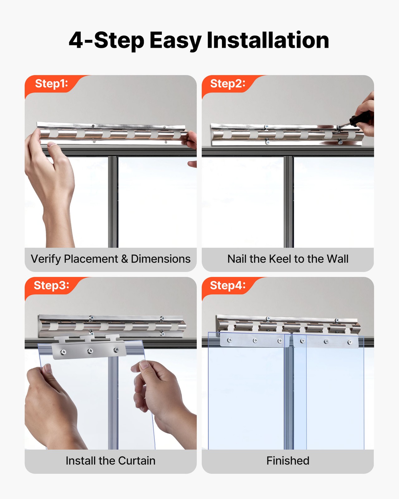 VEVOR 10 PCS PVC Strip Curtain 84 x 60 x 0.08 in Smooth Plastic Door Strips