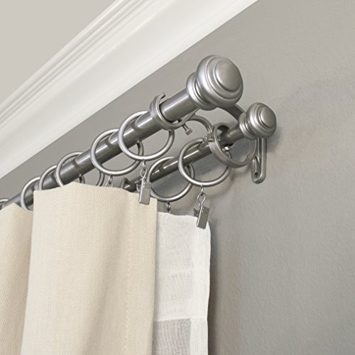 Decopolitan Urn Telescoping Double Drapery Rod 36-72 inches, Antique Silver