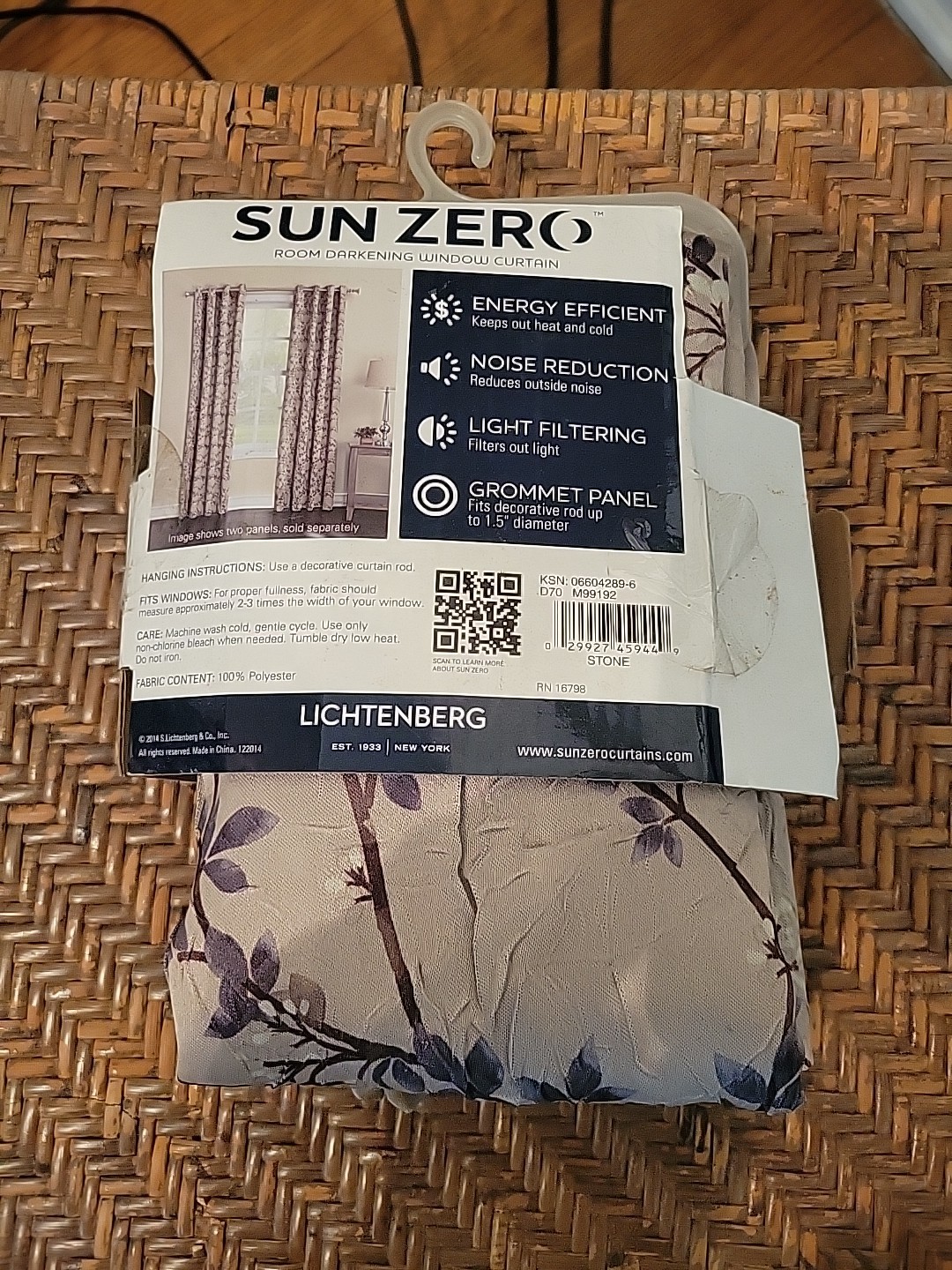 Sun Zero 63″ Stone Floral Print Room Darkening Window Curtain Vivienne Pattern