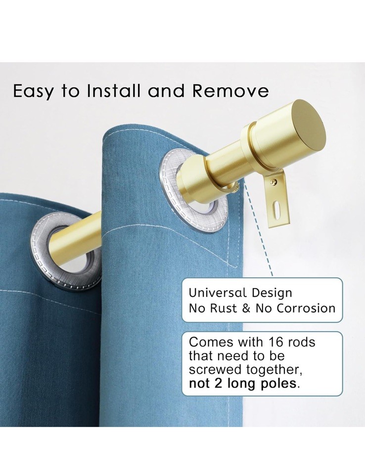 Byondeth Curtain Rods for Windows 16 to 240” Inches Warm Gold