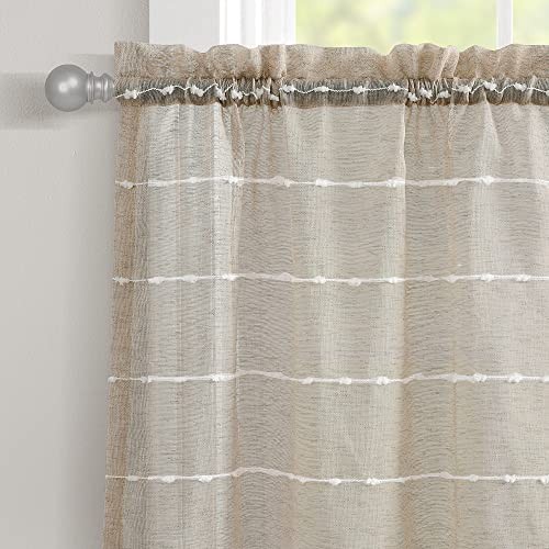 Farmhouse Textured Sheer Kitchen Window 20″W x 13″L (Pack of 2) Neutral