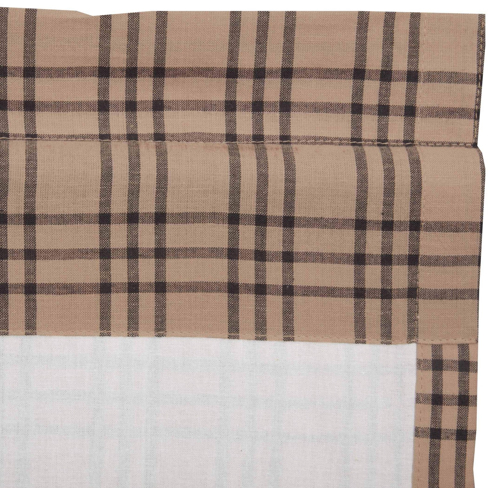 VHC Brands Farmhouse Kitchen Window Curtains-Sawyer Mill Plaid Tan Tier Pair, 36