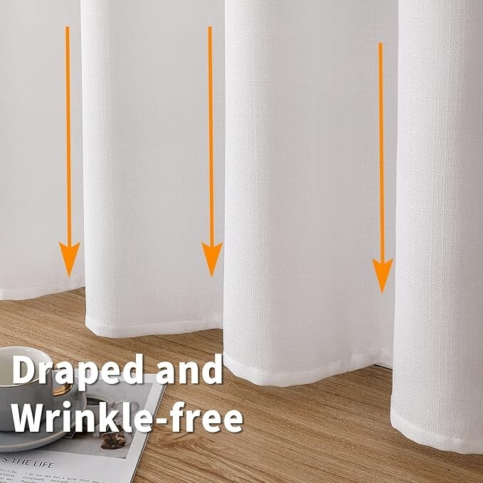 Pack of Two (2) BGment: Extra Long Flax Linen Window Drapes (52″ x 120″) White