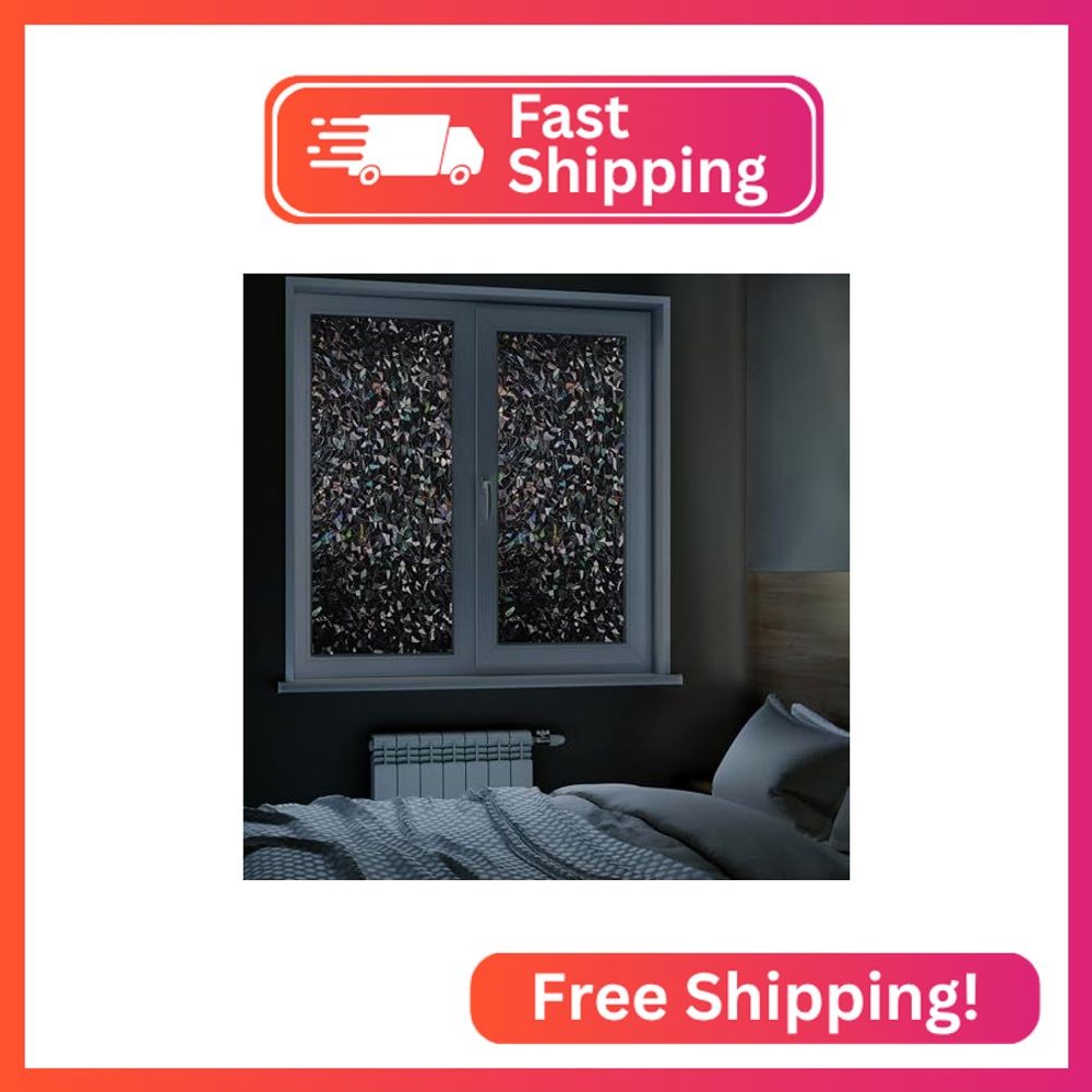 LEMON CLOUD Total Blackout Window Privacy Film Static Cling, Decorative Frosted
