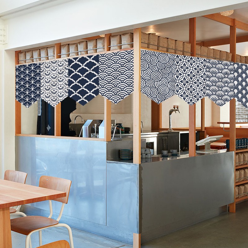 Japanese Short Curtain Wave Triangle Flag Kitchen Partition Restaurant Hanging