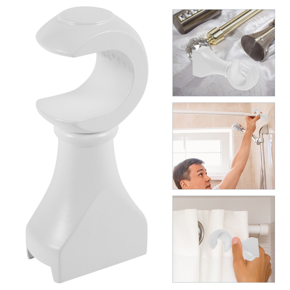 2Pcs White Wooden Curtain Rod Brackets Easy Install Multi Scene Use for Home