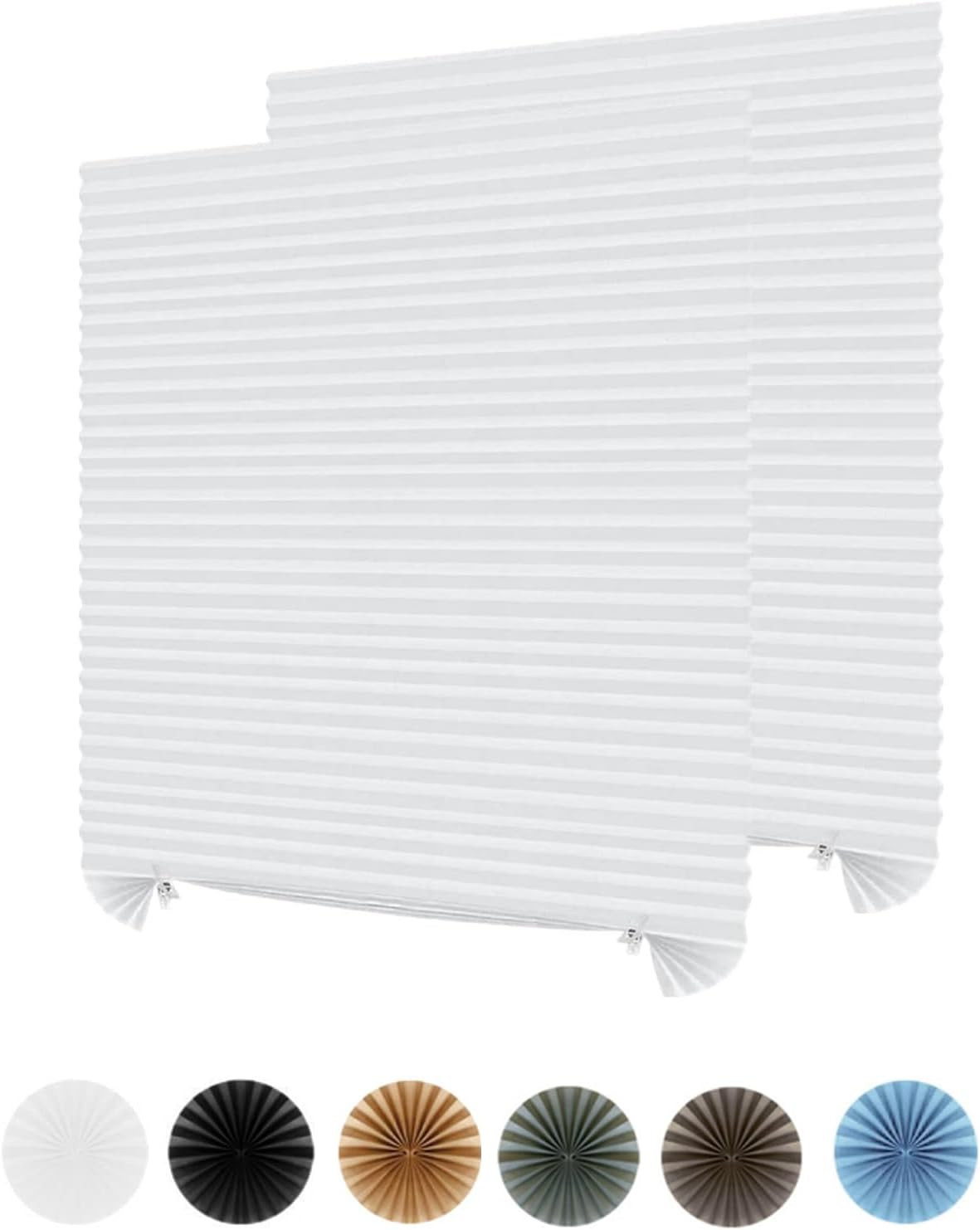 2Pcs Temporary Window Blinds Cordless, Self Adhesive Pleated Paper Blinds Window