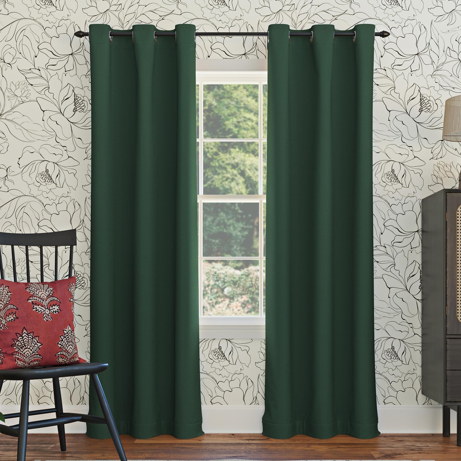 Sun Zero Easton Energy Saving Blackout Grommet Curtain Panel, Evergreen, 40 …