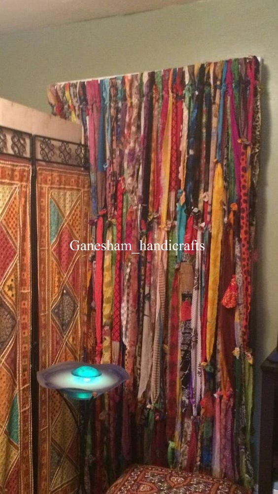 50 Strands, Bohemian gypsy rag Window Bohemian Valance Indian Backdrop curtains