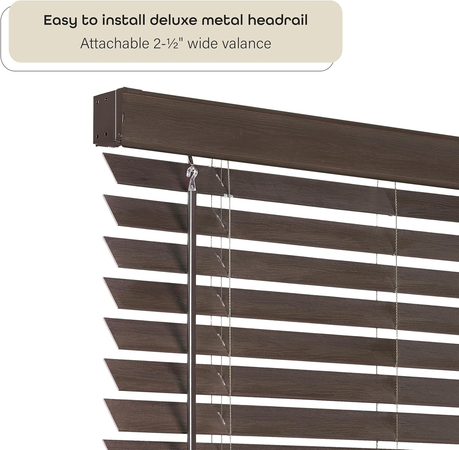 Mahogany Cordless Room Darkening Faux Wood Blinds – 36×52 Inches
