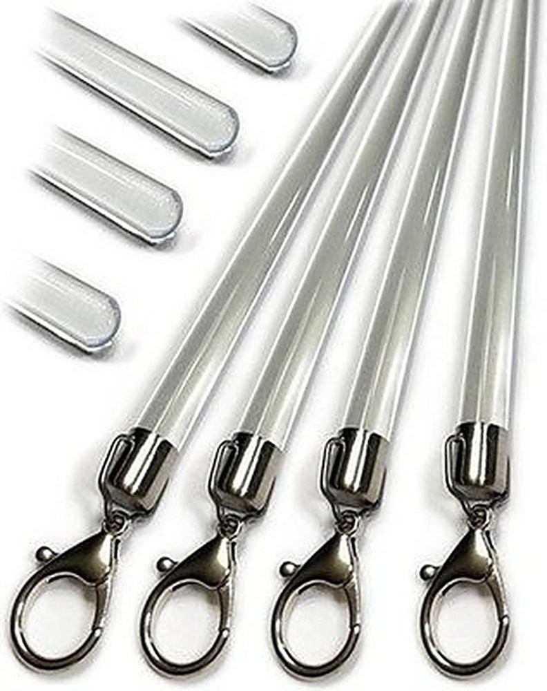 [46 Inch Acrylic Curtain Pull Wand 4 Pack Steel Cap Clear Invisible #R018