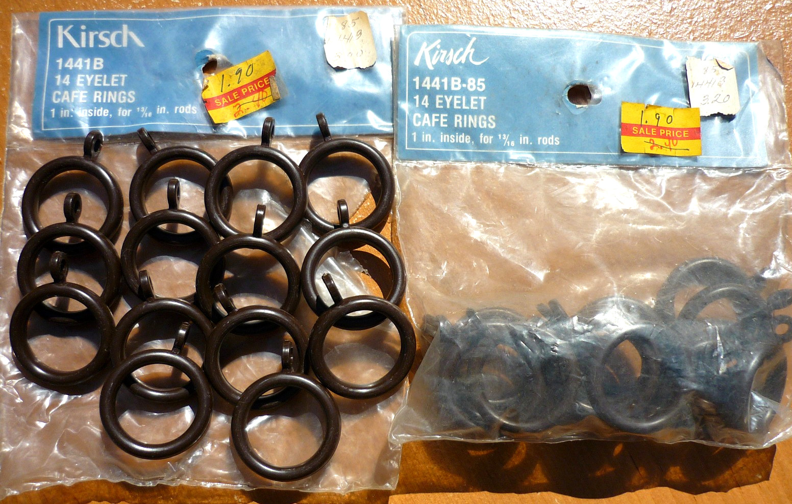 (28) Vintage Kirsch DARK Walnut 1″ Round Eyelet Cafe Rings for 13/16″ Rods