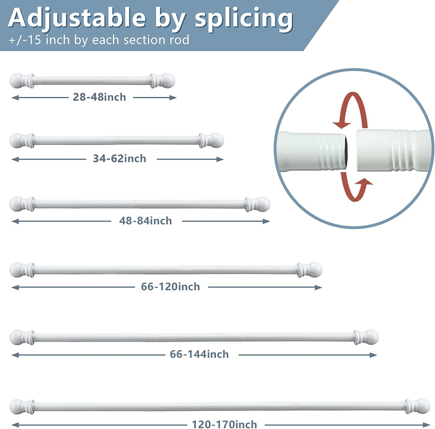 Curtain Rods for Windows 66 to 144” – 1 Inch Heavy Duty Curtain Rod Set,Adjus…
