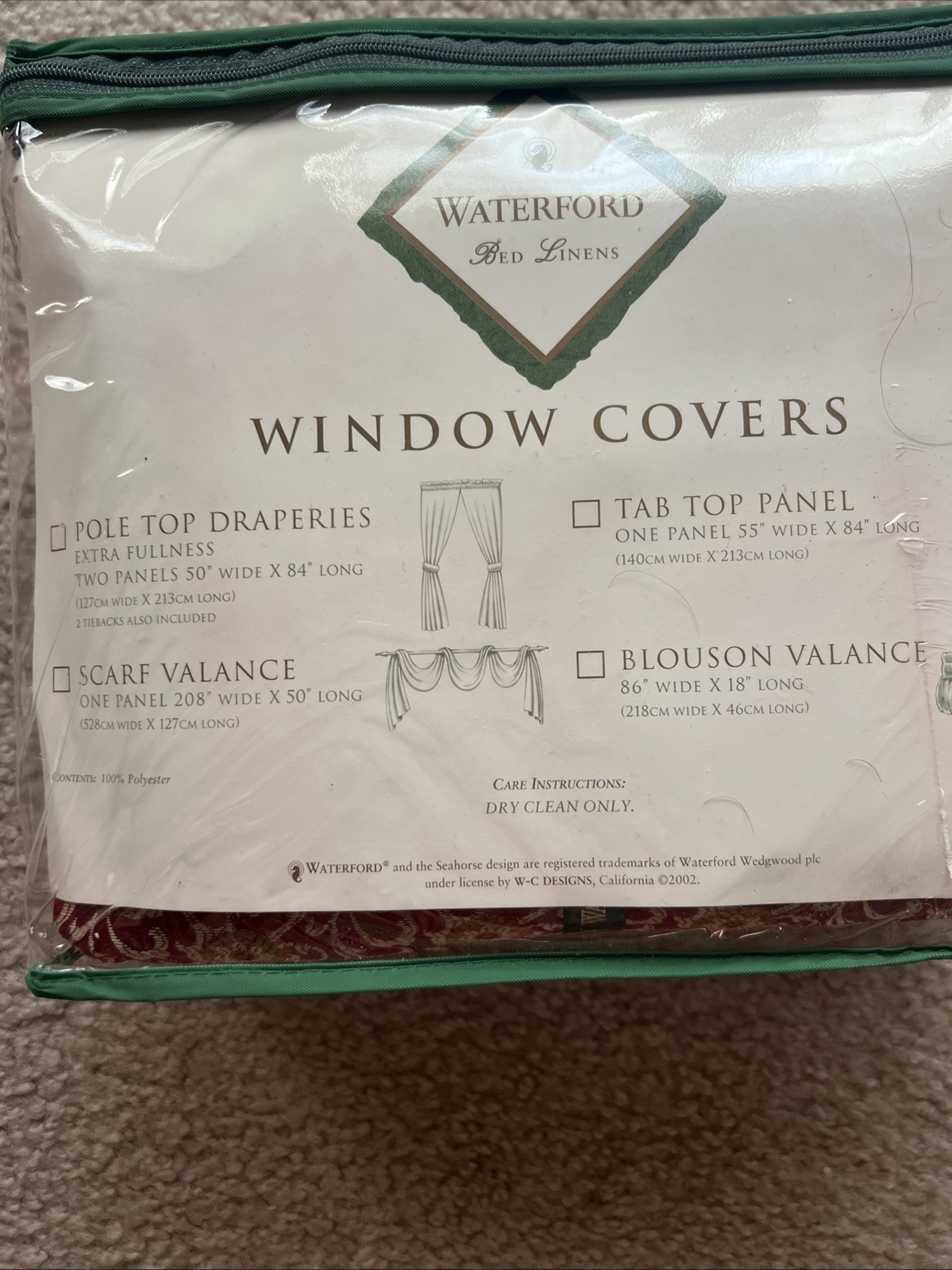 New Waterford Window Scarf Valance Red Gold Panel 208 x 50 Charlemont