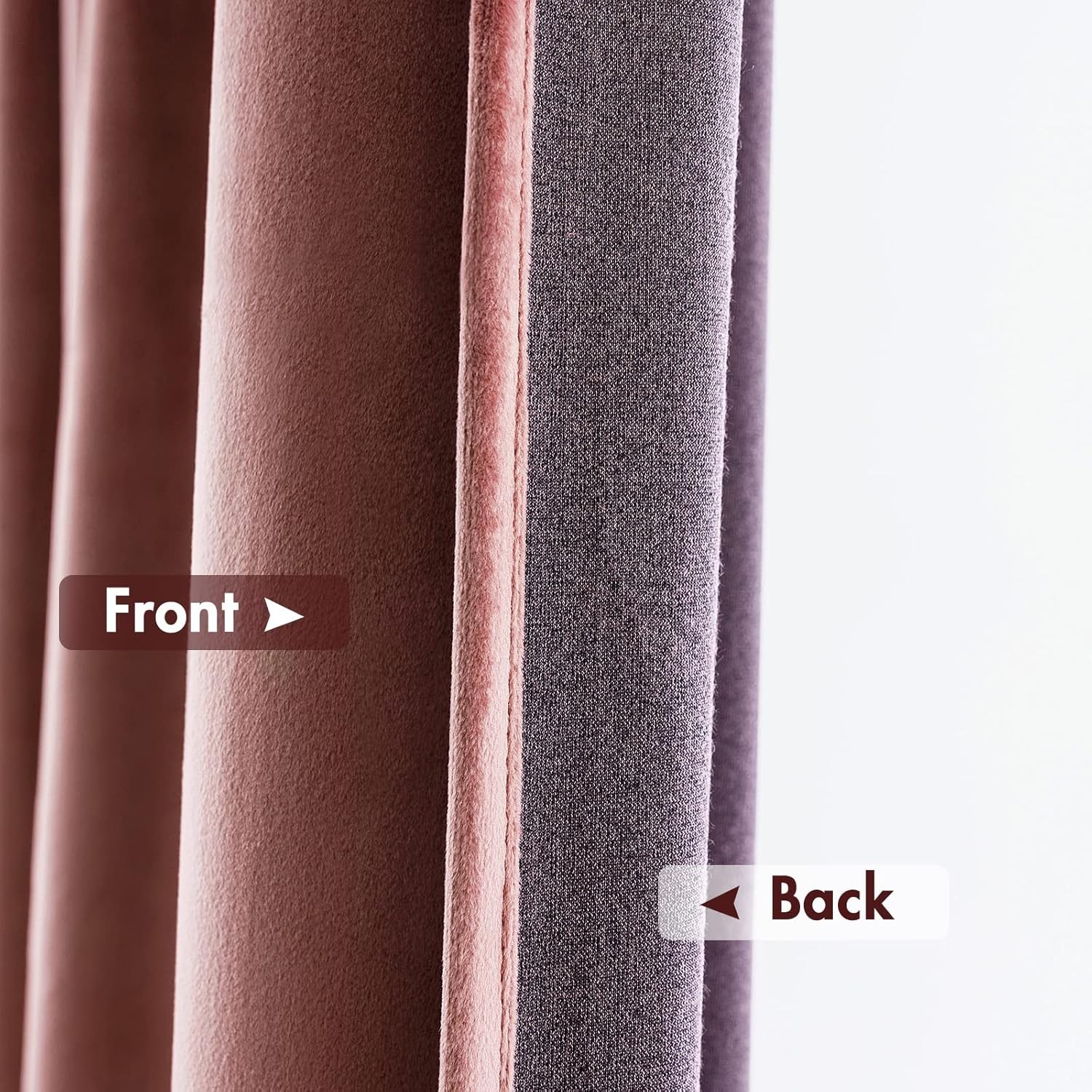 Pink Velvet Curtains Thermal Insulated 52″W x 96″L (Pack of 2) Dusty Rose