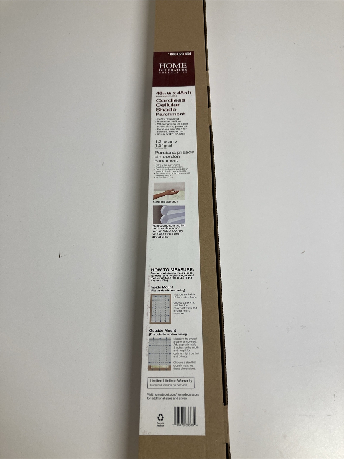 New HDC- Cordless Cellular Shade Light Filtering 48in x 48in (1000 029 464)