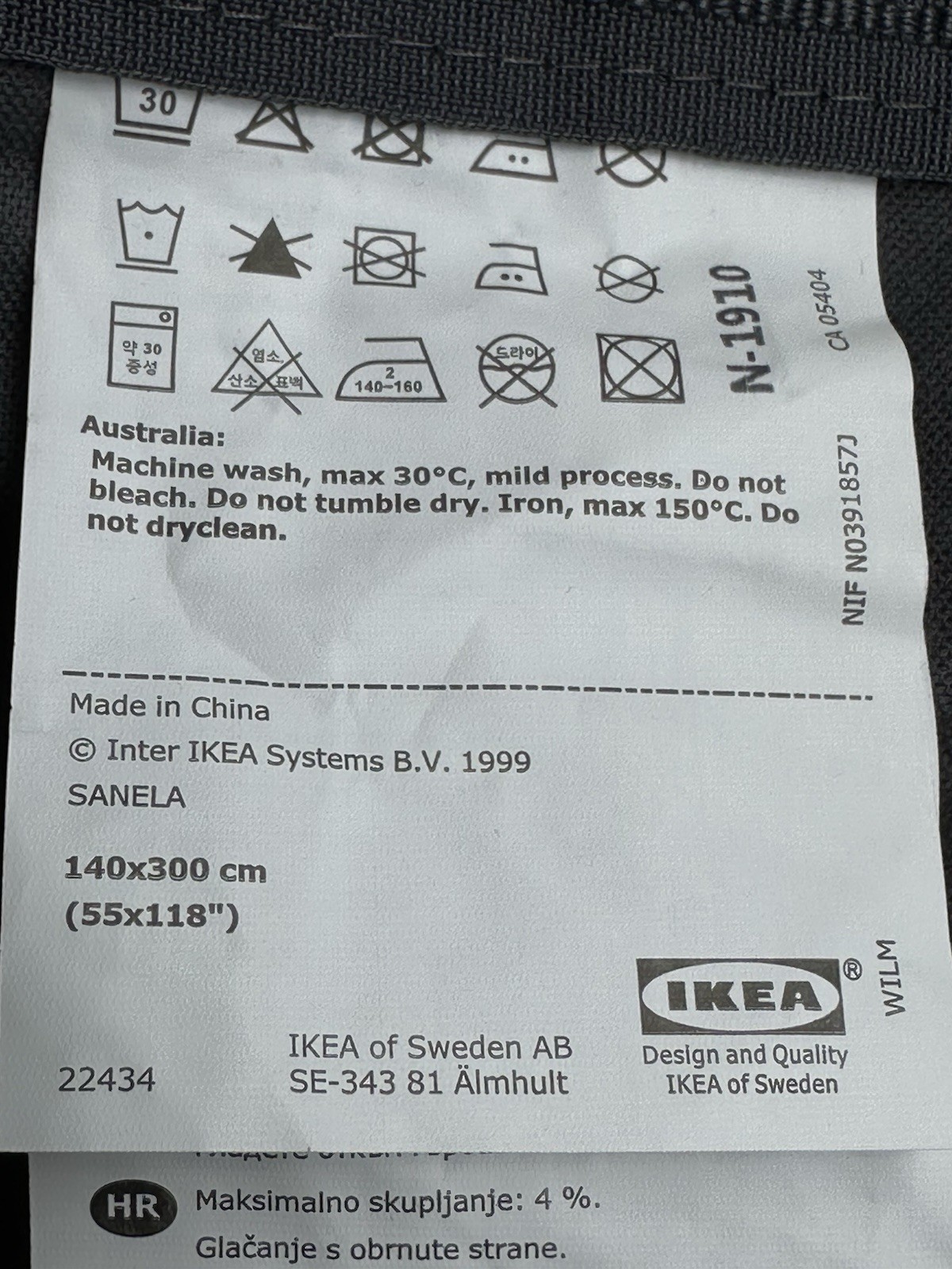 One Pair Ikea SANELA Gray Velvet Curtains 55×98” Rod Pocket