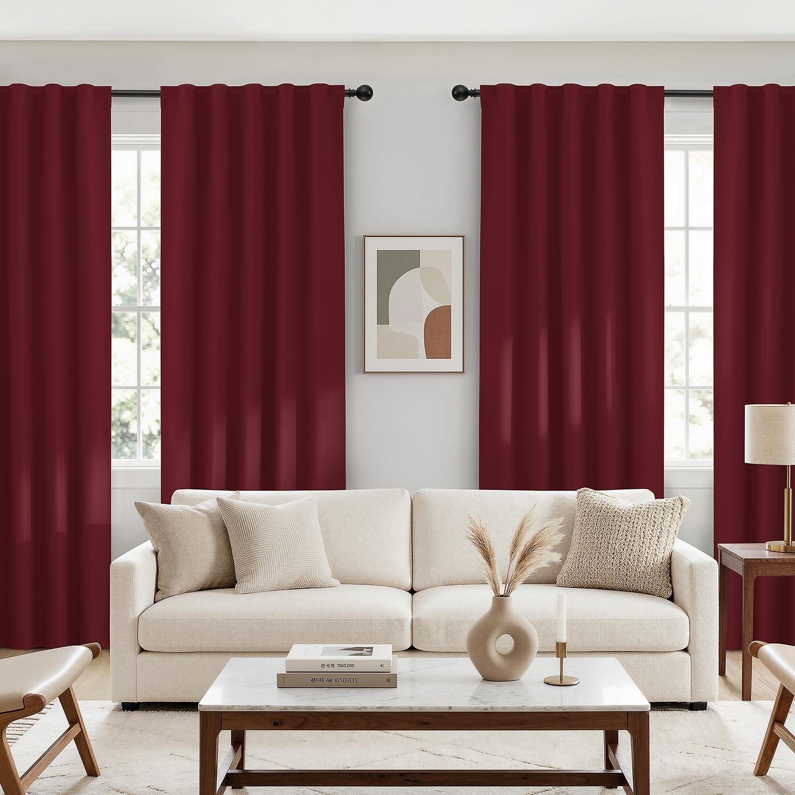 100% Blackout Curtains for Bedroom, 63 inches Long Thermal Insulated Curtains…