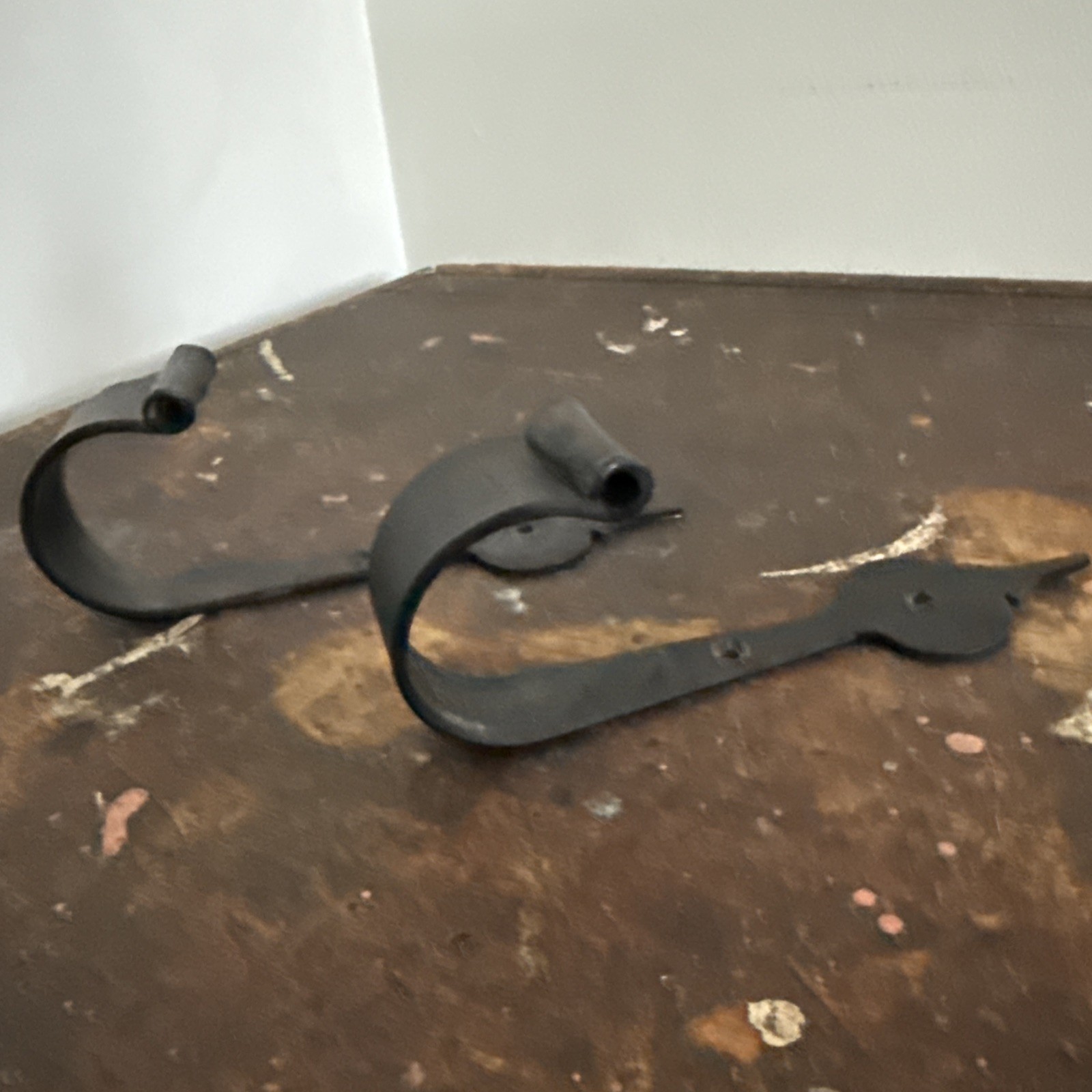 2 Curtain Pole Holders Hand Forged 7” Brackets Hooks for up to 1.75”Diameter Rod