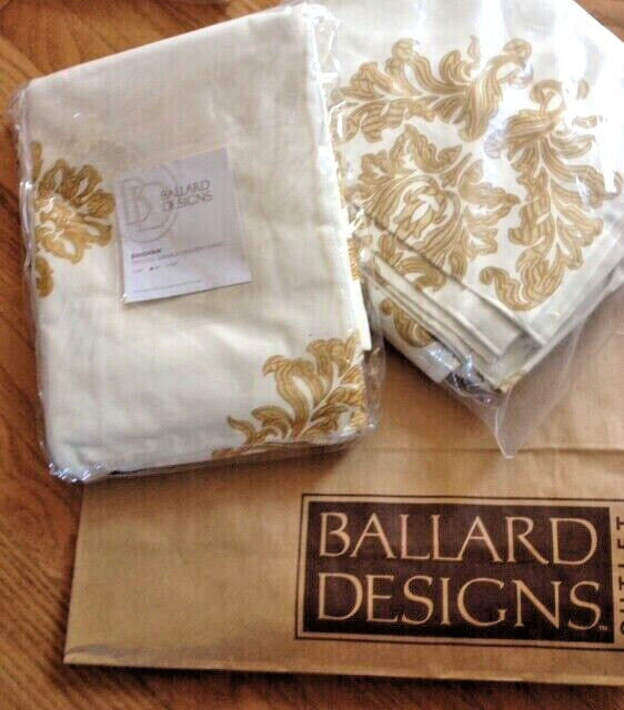 Ballard Designs Bingham Damask Drapes Set 2 Tuscan Gold 50x 84 Curtains More+