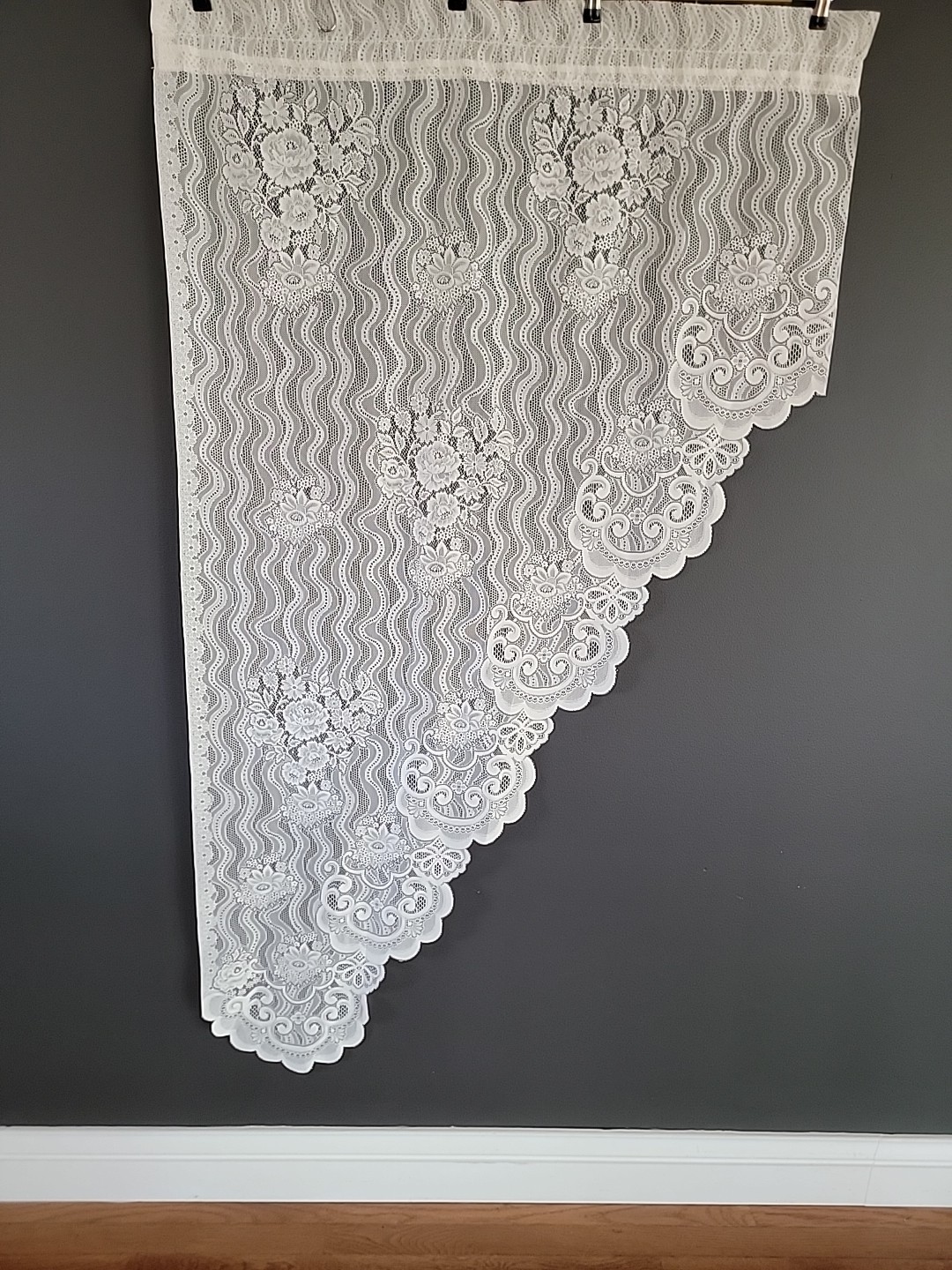 Sear Vintage ivory Tiers Curtains Pair Left and Right. Each Panel 35 W X 62 L