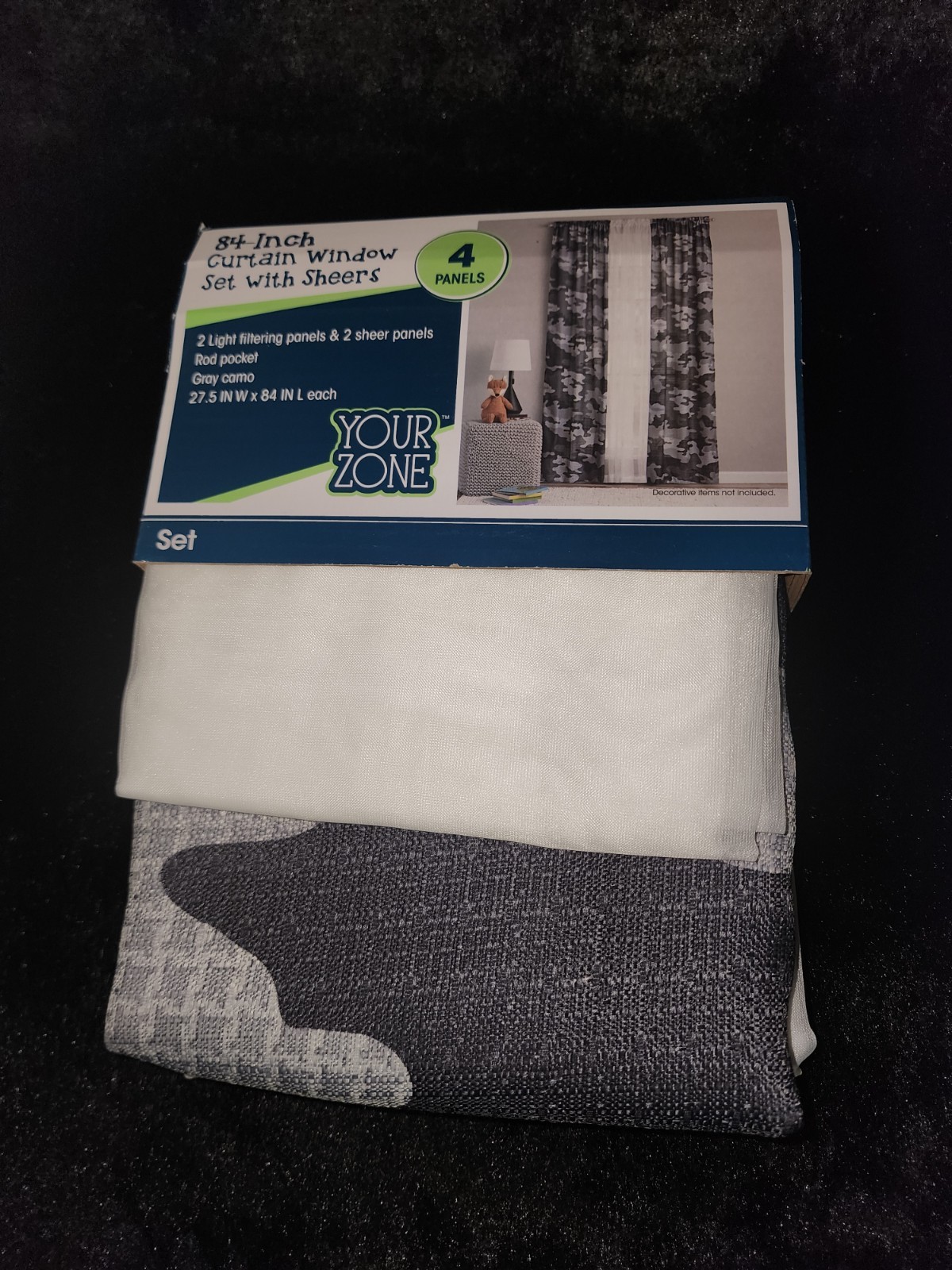 Your Zone 84 inch Window Curtain Set With Sheers 4 Panels Set 27.5″W x 84″L