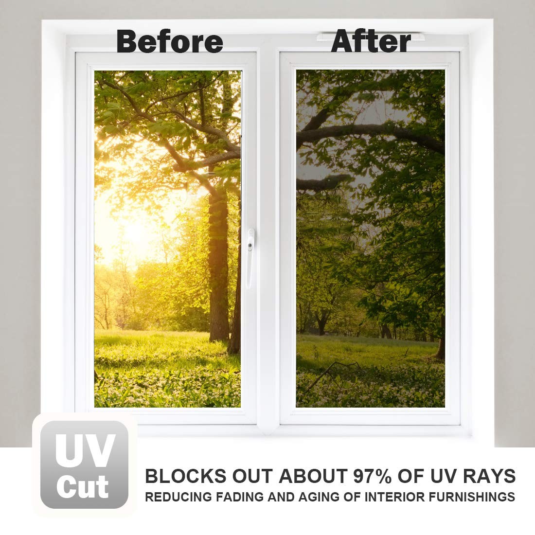 WPCTEV Window Film One Way Mirror Tint 17.5 Inch x 6.5 Feet, Black Silver