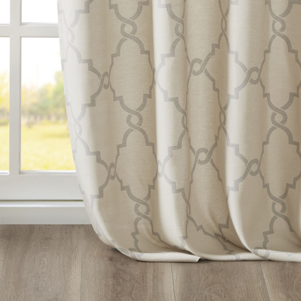Fretwork Print Grommet Top Window Curtain Panel(Only 1 Pc Panel)