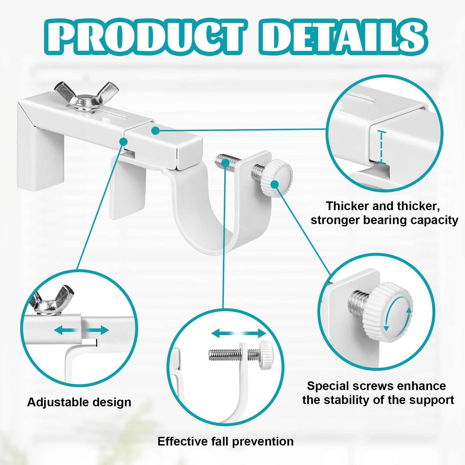 2 Pack Adjustable Curtain Rod Bracket Attachment for Outside Mounted Blinds,F…