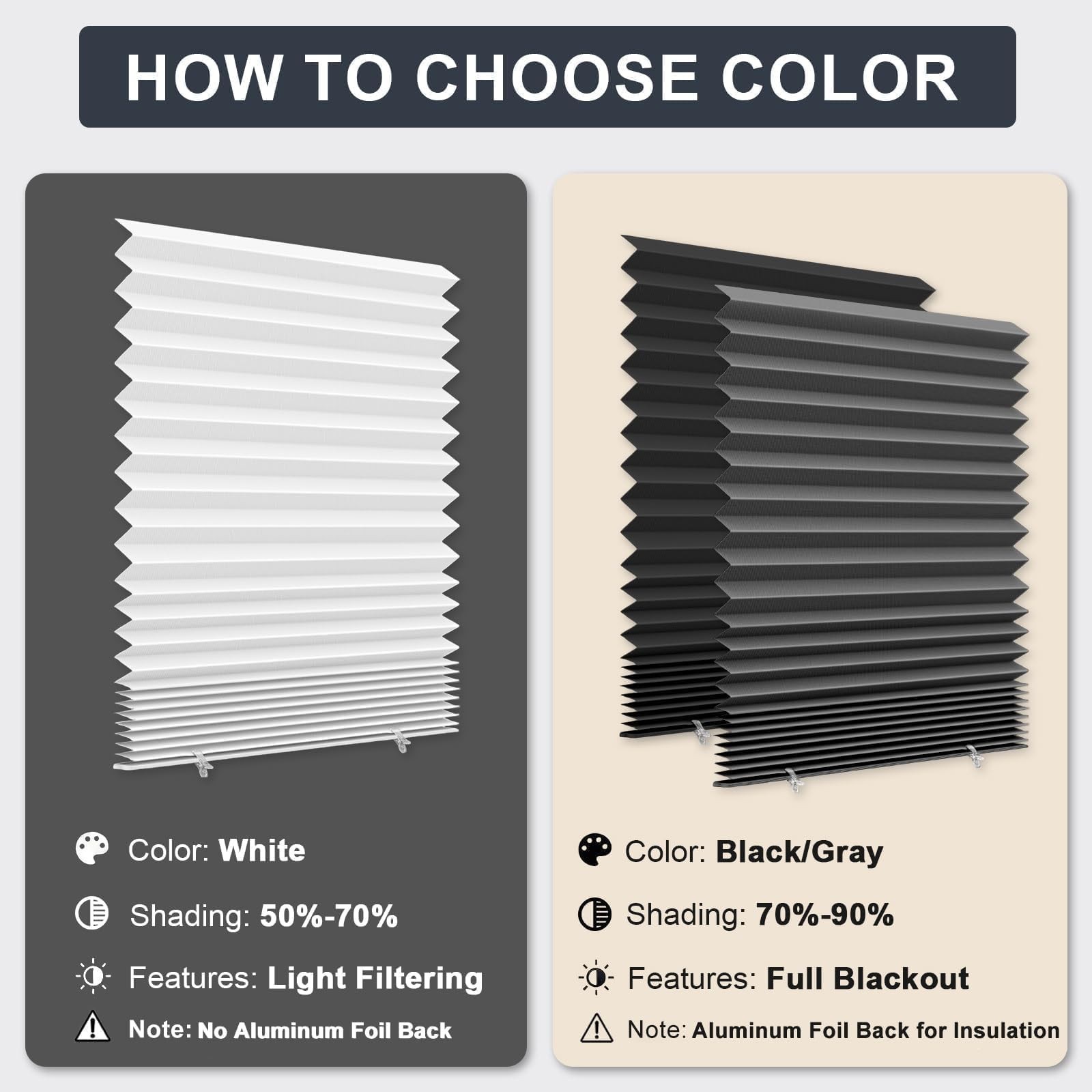 6 Pack Temporary Paper Blinds for Indoor Windows No Drill, 24″ W x 59″ H Ligh…