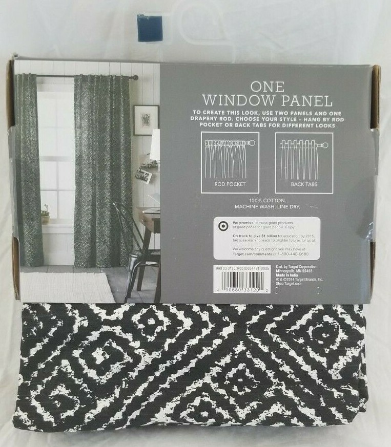 2 pc Threshold Black Diamond Print Rod Pocket Panels (1 Pair) 108″ x 84″ NIP