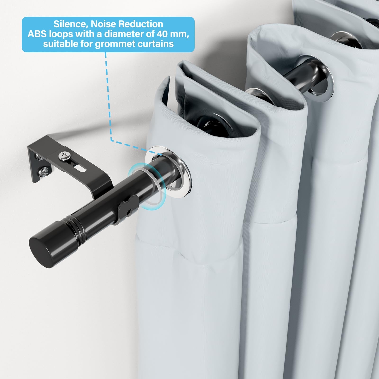 Black Curtain Rods for Windows 30-60″ – 1 inch Modern 30″-68″,