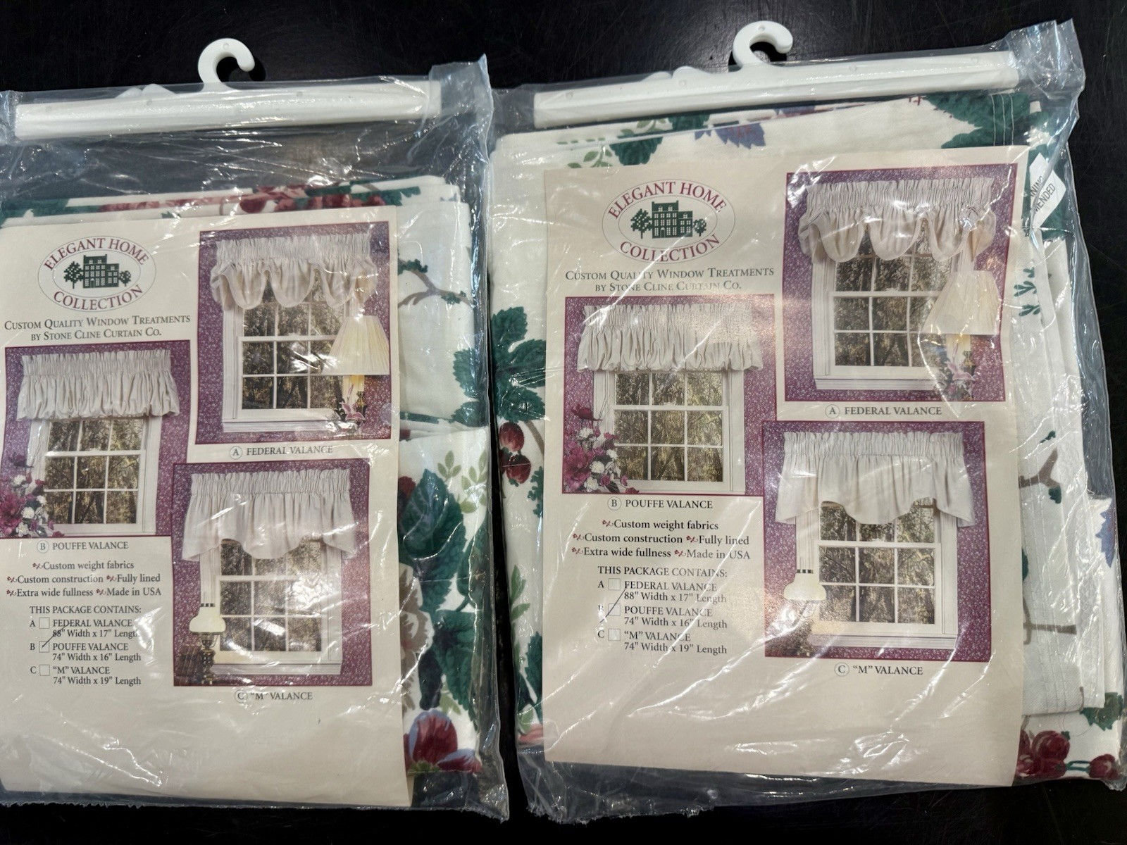 Montgomery Wards Pouffe Valances Grapes Ivy Roses Lined Set of TWO
