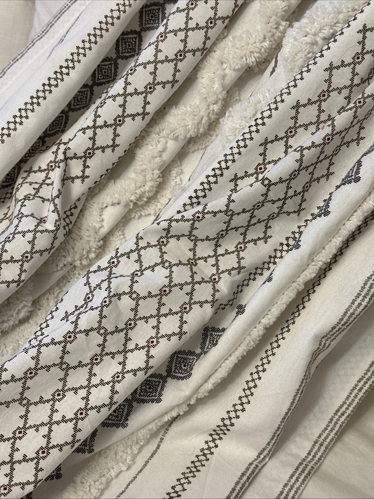 INK+IVY Imani 100% Cotton Single Panel Curtain Chenille 51”x85” Geometric Boho