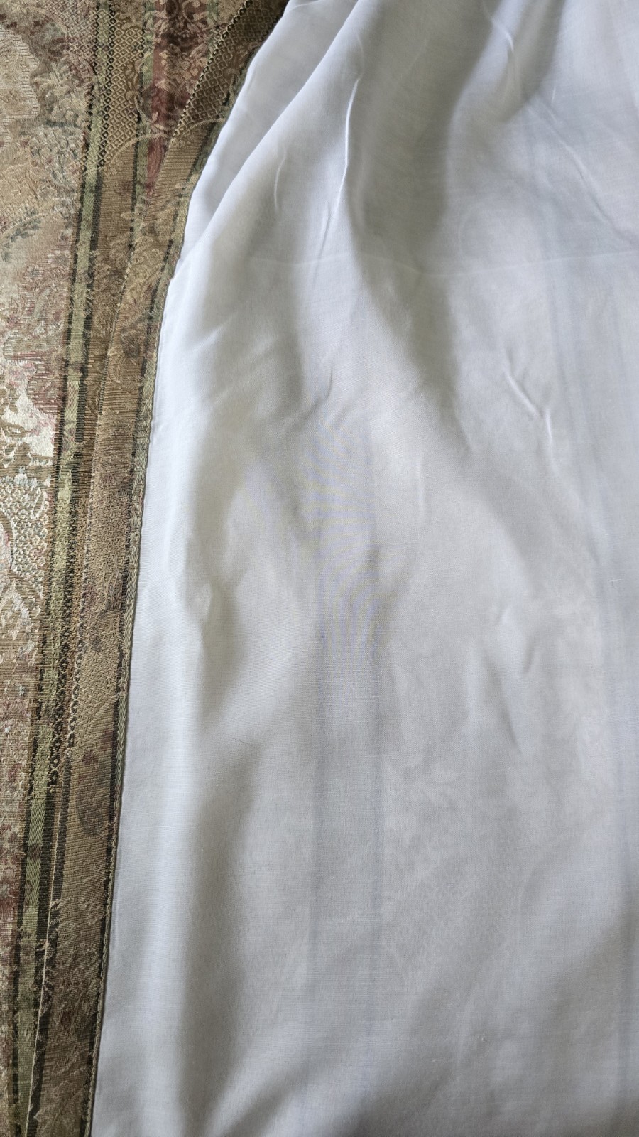 Vtg Croscill 4 Curtain Panels 86×53” Jacquard Damask Floral Beige Golden Pink