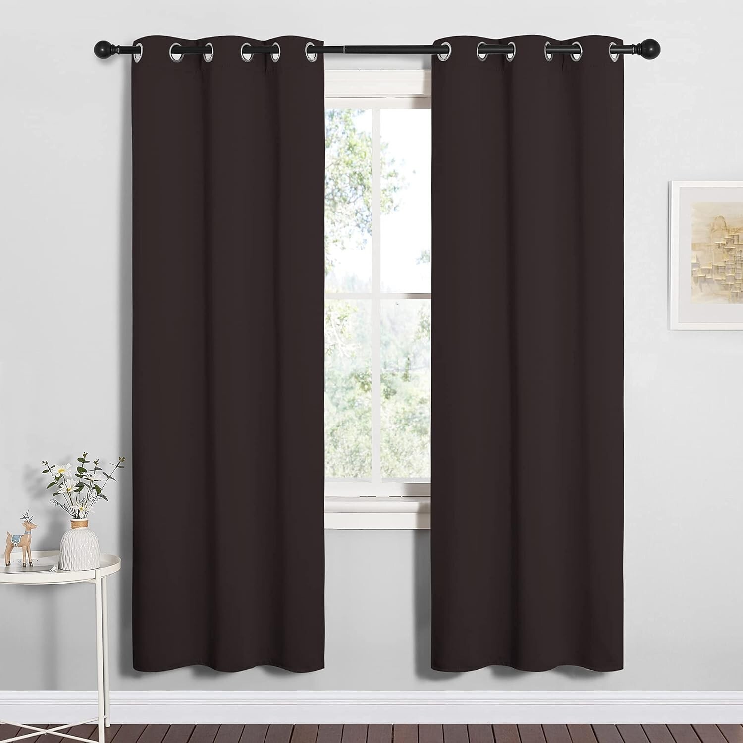 2PCS Toffee Brown 72″L x 34″W Super Heavy Privacy Darkening Curtains For Bedroom