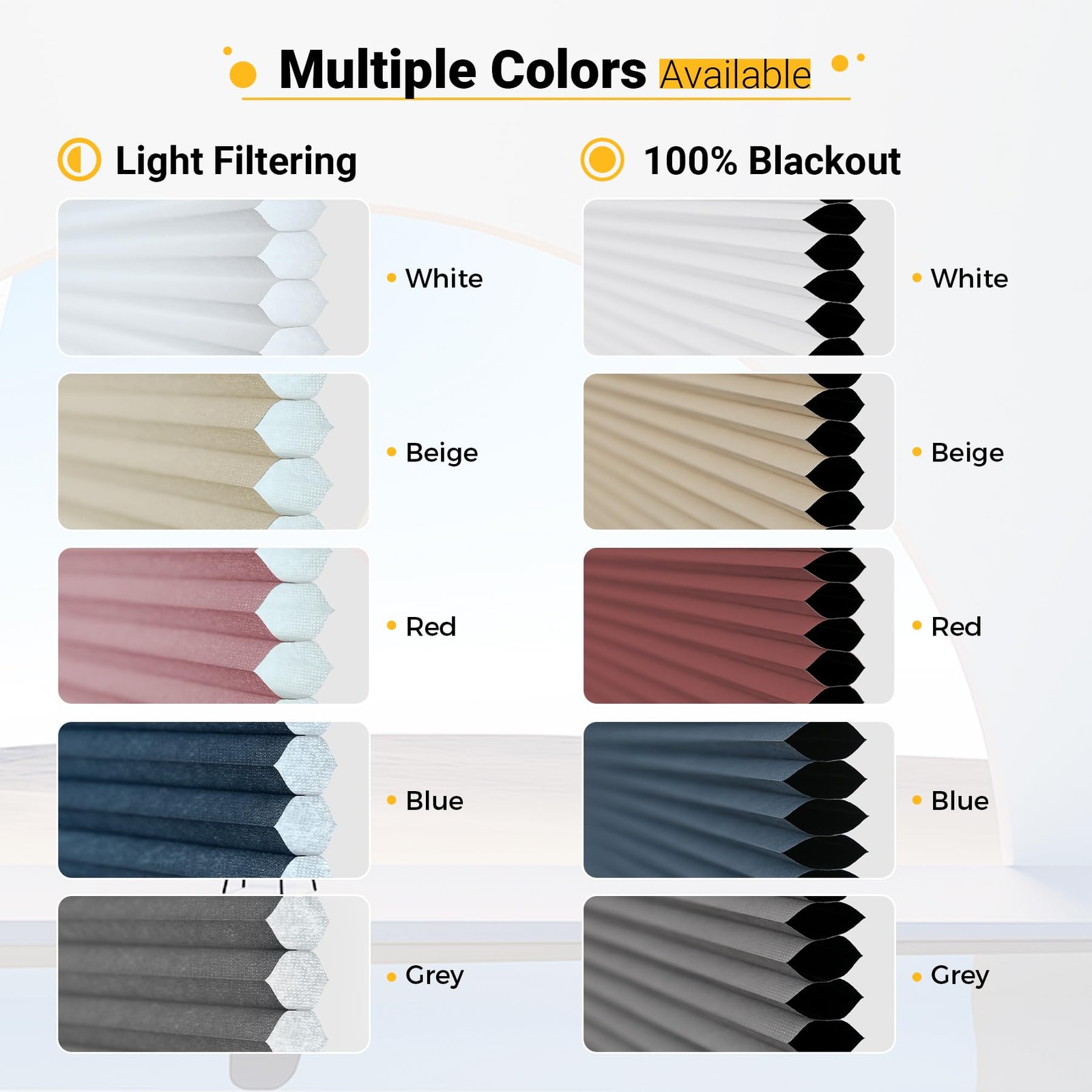 Sbartar Cellular Shades Cordless Blackout Honeycomb Blinds Fabric Window Shades