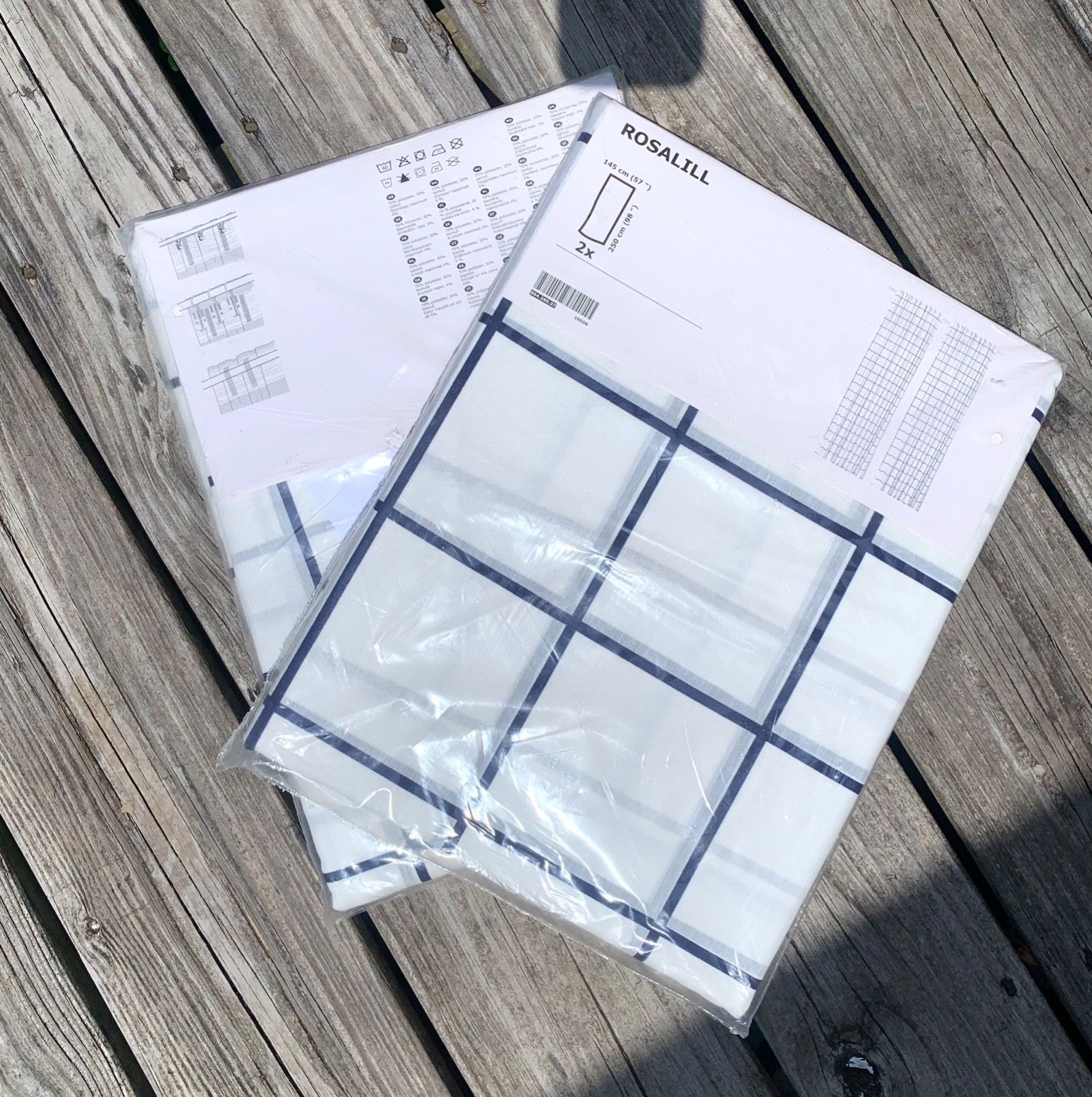IKEA ROSALILL Curtains White Blue Checkered ** 2 SETS 4 PANELS