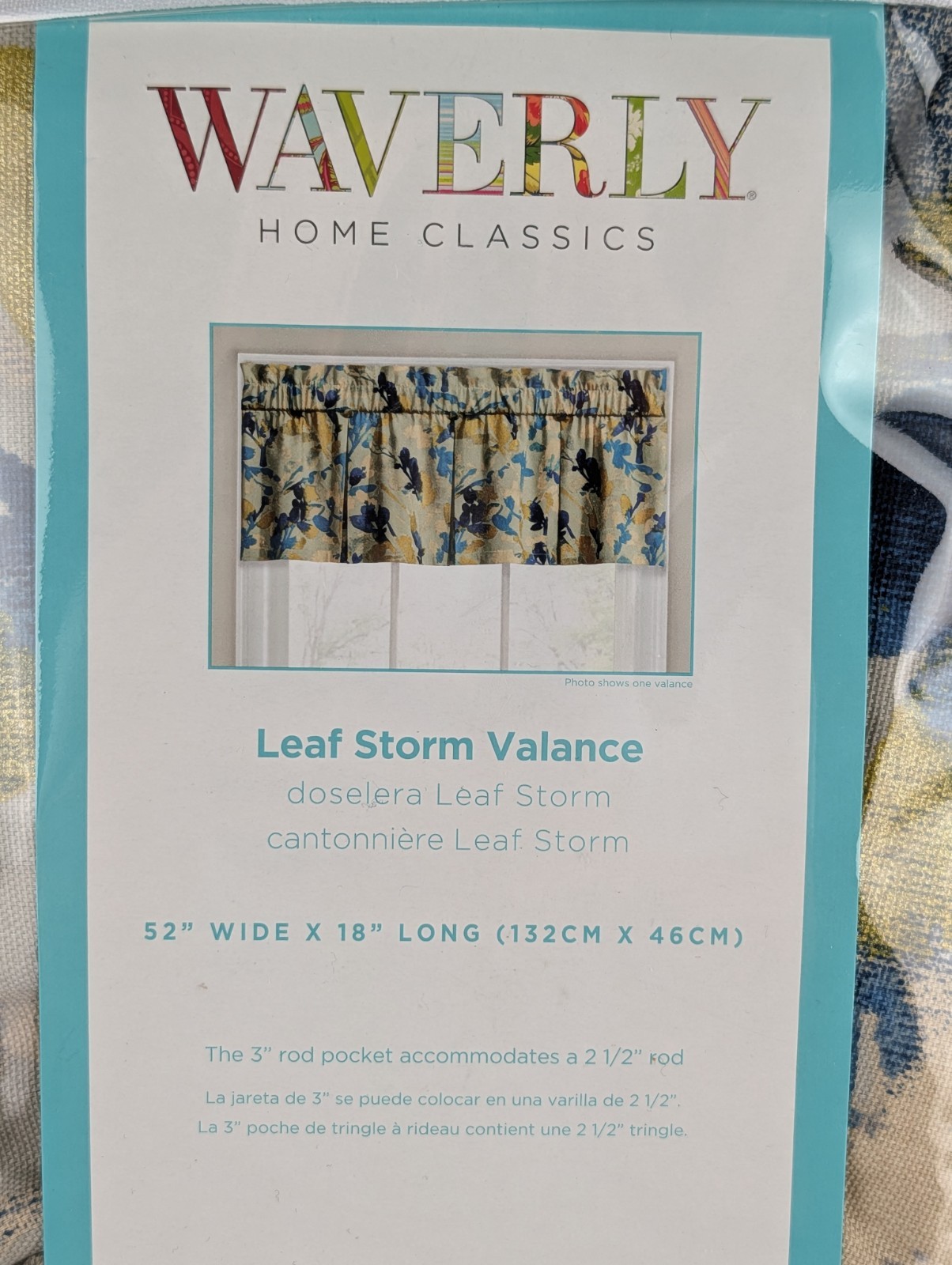 Waverly Home Classics Valance 52×18″ Leaf Storm Indigo Blue #856823