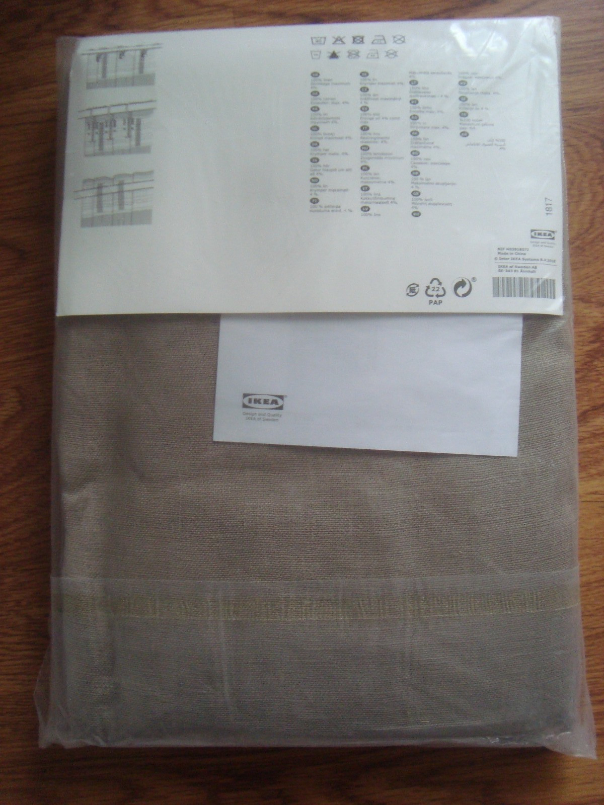 Ikea 100% LINEN Pair of Curtains 57 x 98 ” Lin Panels in Rustic Classic Dk Beige