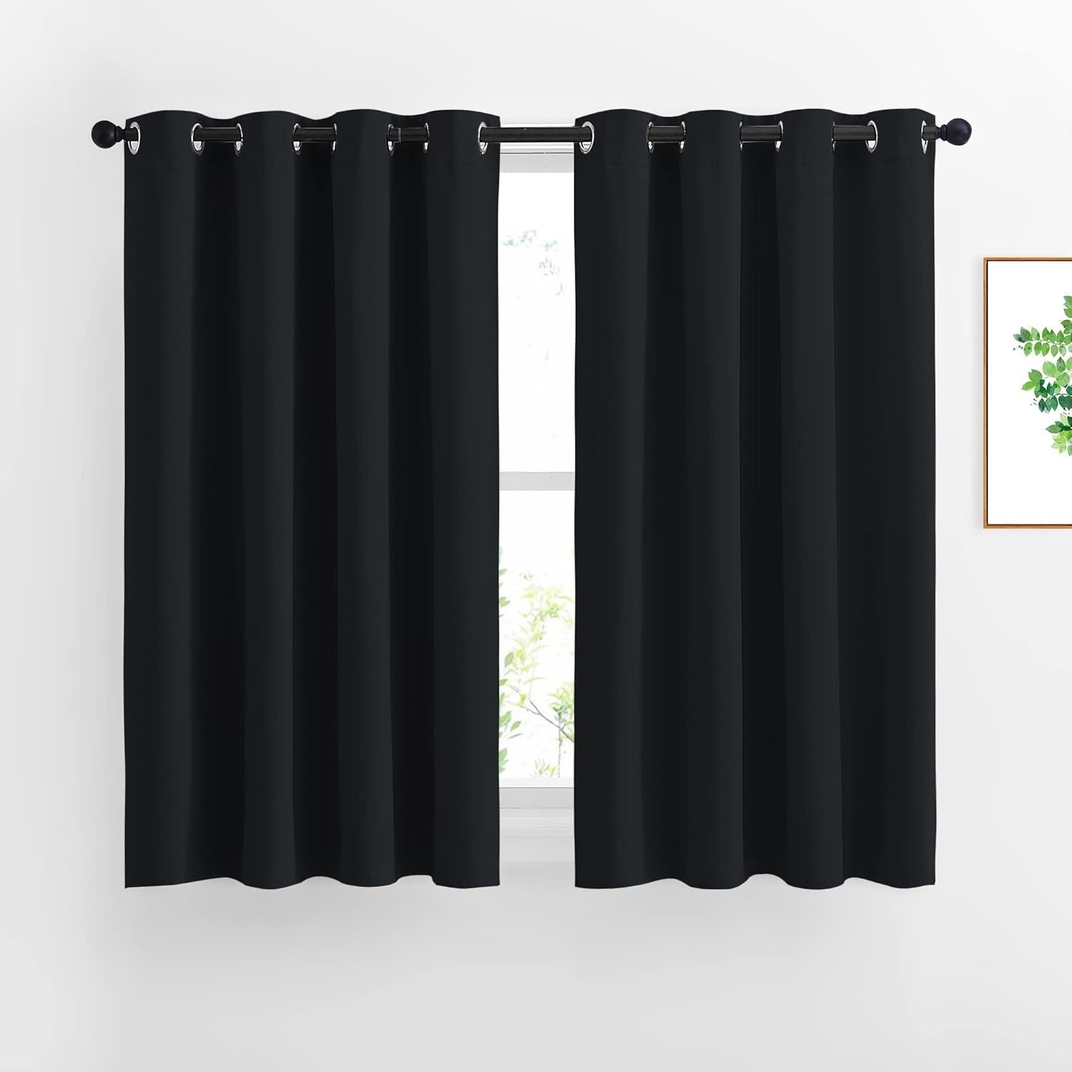 Blackout Curtains Solid Fabric 52×54 Inch Insulated Window Treatments for Bed…