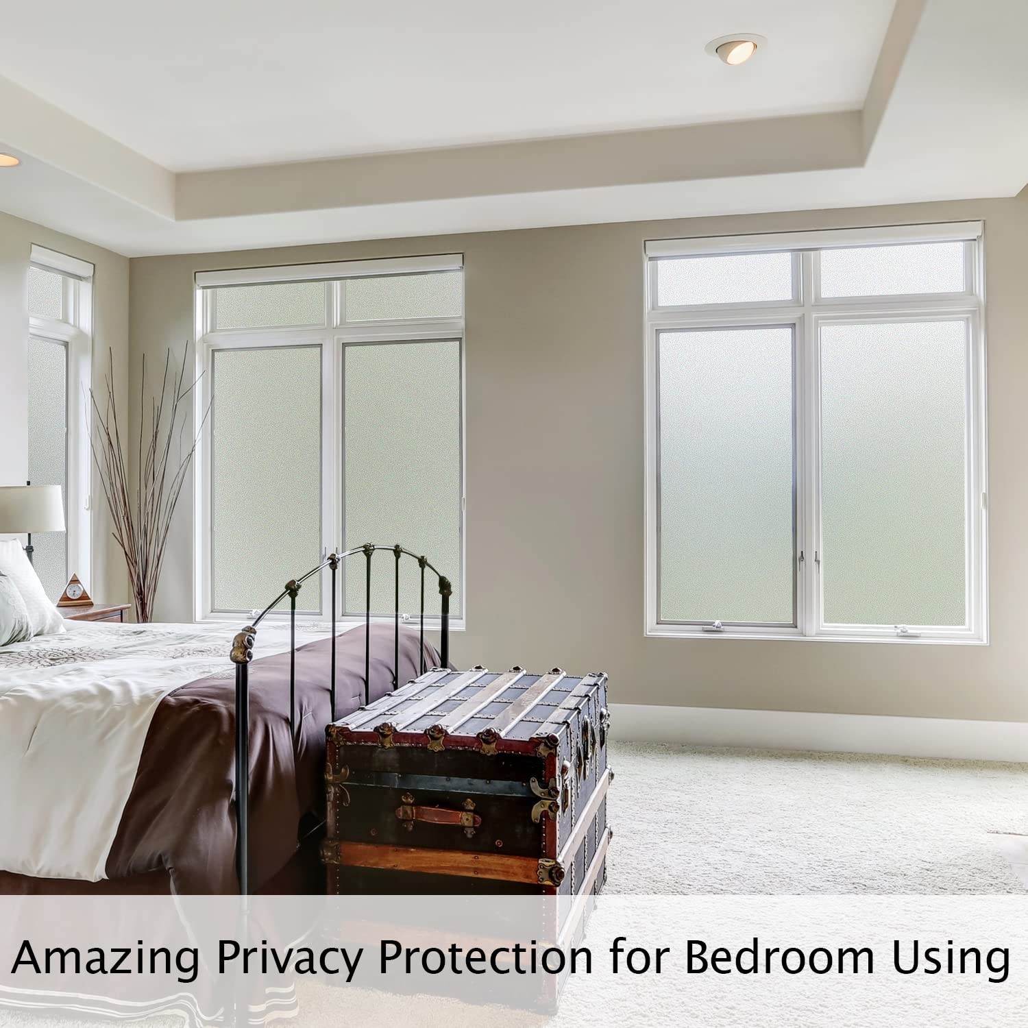 HIDBEA Frosted Window Privacy Film Heat Control UV Blocking, Static Cling Non…