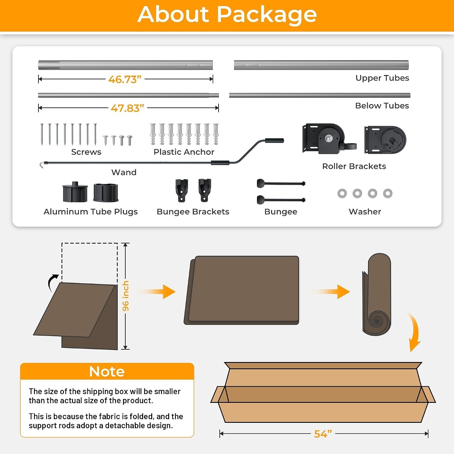 Cordless Mocha Outdoor Roller Shades, 72″ x 72″ – UV Protection & Waterproof