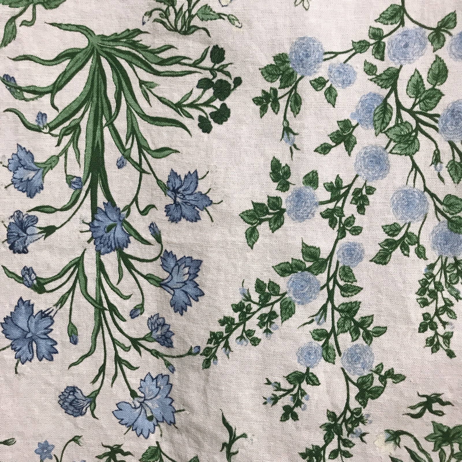 Handmade Linen Blend Floral Curtains Custom Blue Green Window Drapery Panels