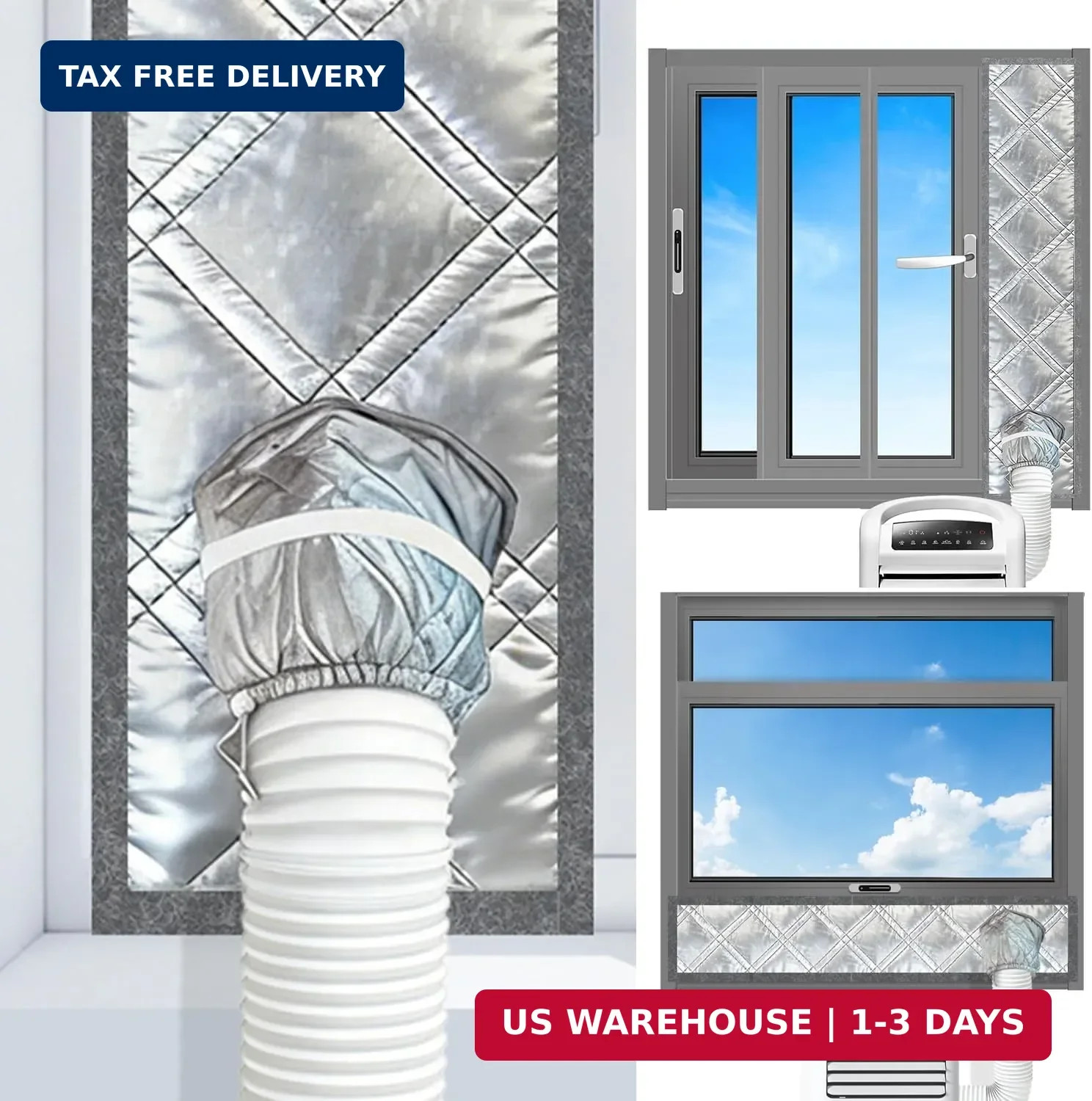 3-Layer Insulated Portable AC Window Seal Kit for Sliding Windows Adjustable Hei